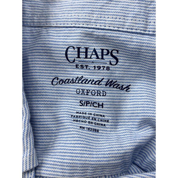 Chaps Coastland Wash Oxford Womens Blue Striped Button-Down Shirt Size S 100% Co - Picture 3 of 11